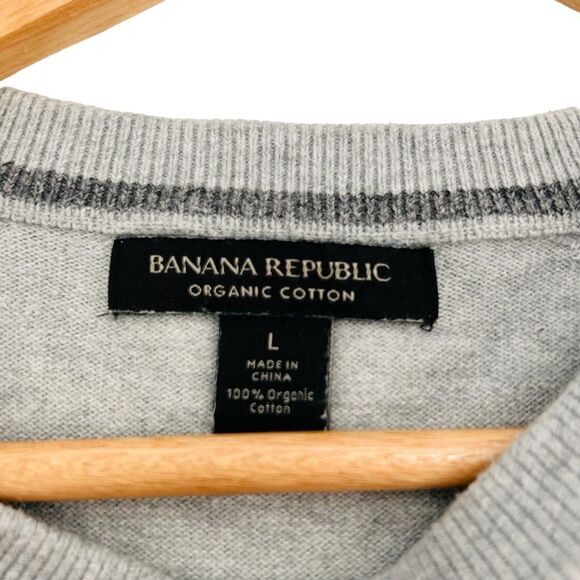 Banana Republic light gray raglan sleeve lightweight cotton sweater size large - Picture 5 of 5